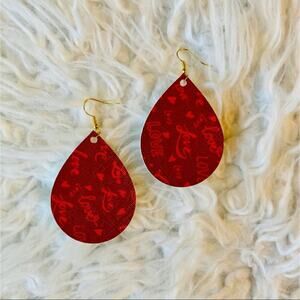 Swanky Coconut love theme leather earrings red